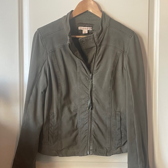 Peyton Jensen Army Green Knit Moto Jacket - Picture 2 of 9